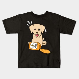 Naughty golden retriever spilled a jar of honey Kids T-Shirt